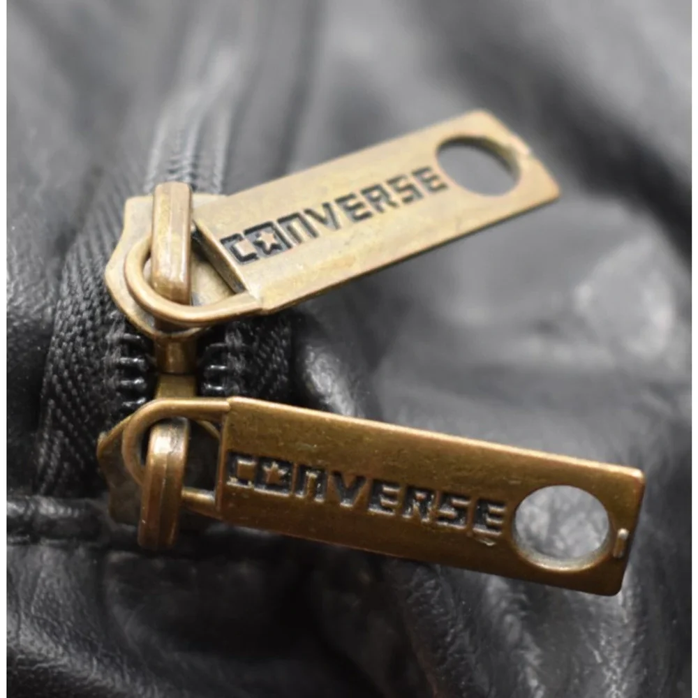 CONVERSE Gym Duffle Bag - Black Faux Leather w/Crossbody Strap - 19x10x10